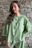 Loom & Thread Pin Tuck Blouse Washed Lawn /40=